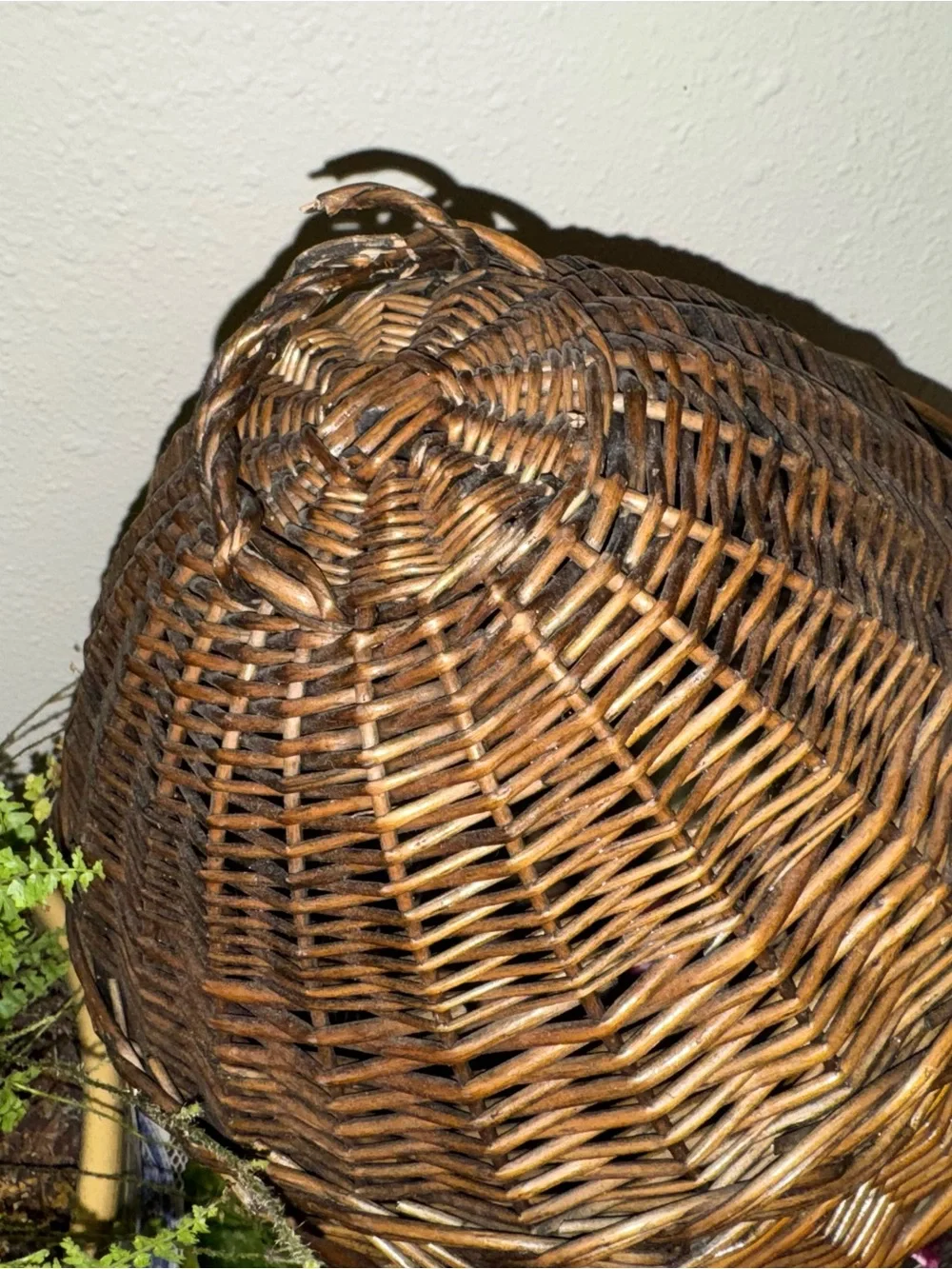 Antique French Handwoven Willow Wicker Potato & Onion/Vegetable Bin/Basket